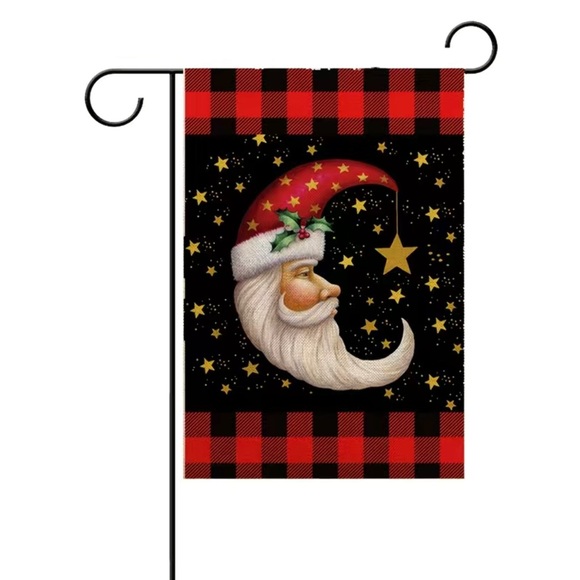 Set of 2 Santa Snowman Plaid Garden Flags 18x12 - Picture 3 of 3